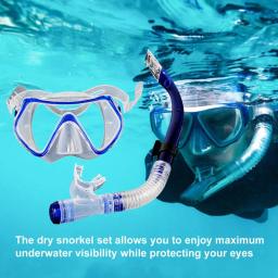 Máscaras de mergulho conjunto de mergulho adulto anti-nevoeiro anti-vazamento seco snorkel conjunto óculos equipamentos de piscina 3 cores - Image 5
