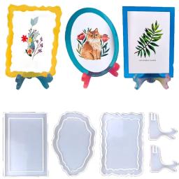 Moldura da foto com suporte de resina molde quadrado forma redonda suporte de imagem cola epoxy mold fundição diy mesa decoração casa jóias fazendo ferramenta - Image 1