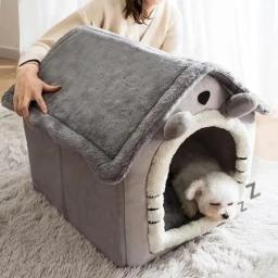 Barraca fechada para gatinhos, cama macia do gato, casa do sono profundo, almofada removível, casa do cão, fontes do filhote, inverno - Image 2
