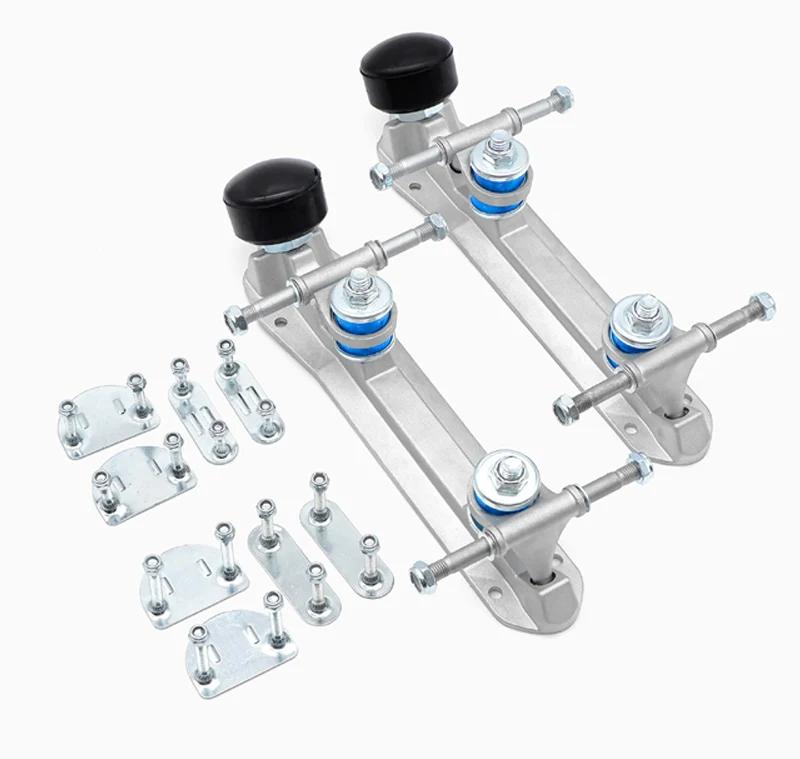 Quadro de patins com freio, Alumínio Alloy Quad Skates Base Set, Suporte de patinação, Linha dupla - Image 1