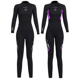 Fato de neoprene feminino, bodysuit completo, traje de mergulho com gola redonda, elástico, natação, surf, mergulho, caiaque, roupas esportivas, 3mm - Image 3