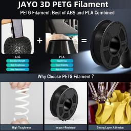JAYO-Filamento fosco para impressora 3D, materiais de impressão, caneta 3D, PLA/PLA Meta, PETG, PLA Plus, 1,75mm, 10 rolos - Image 2