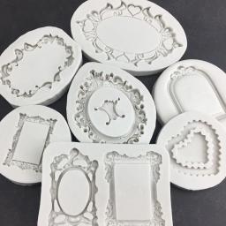Silicone Handmade Flor Quadros Borda Molde, Moldes DIY Photo Frame, Chocolate Flip Sugar Cake Mold, Ferramentas Fondant, Mundo - Image 4