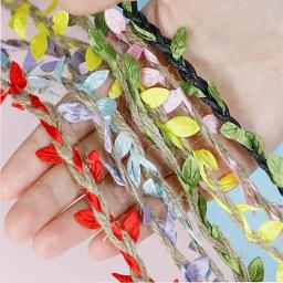 Fio de juta natural com folhas artificiais, Serapilheira, Fita de folha para casa, Casamento, Decoração para festa na selva, 10m - Image 3