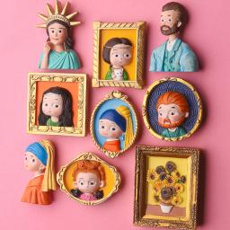 Van Gogh geladeira ímãs, desenhos animados adesivos magnéticos, artesanato artesanal resina, lembrança bonito, ímã de geladeira, presente para crianças, aniversário - Image 2