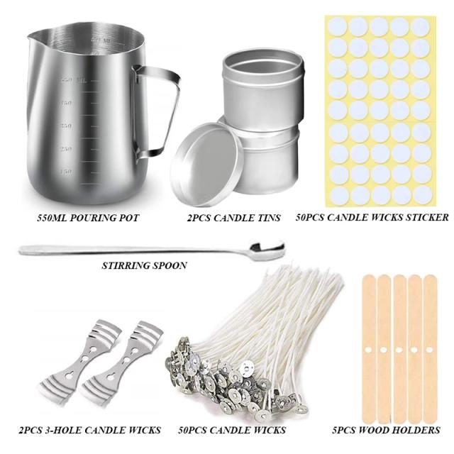 Guia Completo para Fabricação de Velas: Kit DIY com Suporte, Vaso, Pavios de 3 Furos e Ferramentas Essenciais