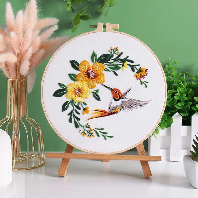 Conjunto de Kit Bordado Beija-flor e Flor para Artesanato: Instruções e Padrões para Iniciantes em Cross Stitch