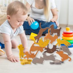 Montessori empilhamento blocos de madeira brinquedos gato balanceamento jogos educativos quebra-cabeça de madeira brinquedos para crianças casa decorações desktop - Image 2