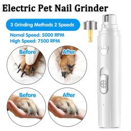 USB Recarregável Elétrico Pet Nail Grinder, Nail Clipper, Aparadores indolores com Polisher Wheel para pequenos e grandes animais - Image 2