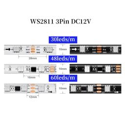 Luzes de tira led ws2811 direcionáveis, 30/48/60/144 pixels/leds/m 5050rgb, tiras de luz coloridas com 28 teclas, controlador de música led 12v - Image 2