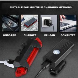USB recarregável Bike Light Set Front Light com taillight fácil de instalar 3 modos de bicicleta acessórios para a bicicleta - Image 4