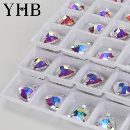 YHB-Sew-on strass para vestuário, costurado em pedras de vidro, cristal AB, qualidade superior, gordura Trilliant, roupas e bolsas - Image 4