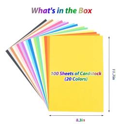 Cartão de Papel para Artesanato de DIY Impressão, colorido Cardstock, Multicolorido Papel cartão, A4, 20 cores sortidas, 100 folhas - Image 6