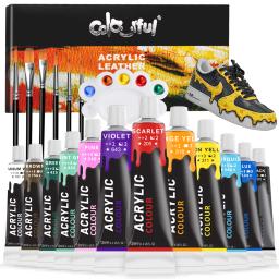 Pigmentos de couro acrílico Paint Set, Reparação de couro Pigmentos, impermeável, nunca desaparecendo, sacos, sapato, artesanato, DIY, 12 cores - Image 1