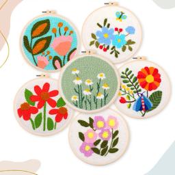 Kits de iniciação para bordados, Punch Needle Kit para Craft Lovers, Tecido com Fios Padrão e Bordados Hoo - Image 1