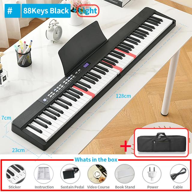 Teclado Musical Dobrável Profissional com 88 Teclas - Instrumento Digital para Adultos e Crianças