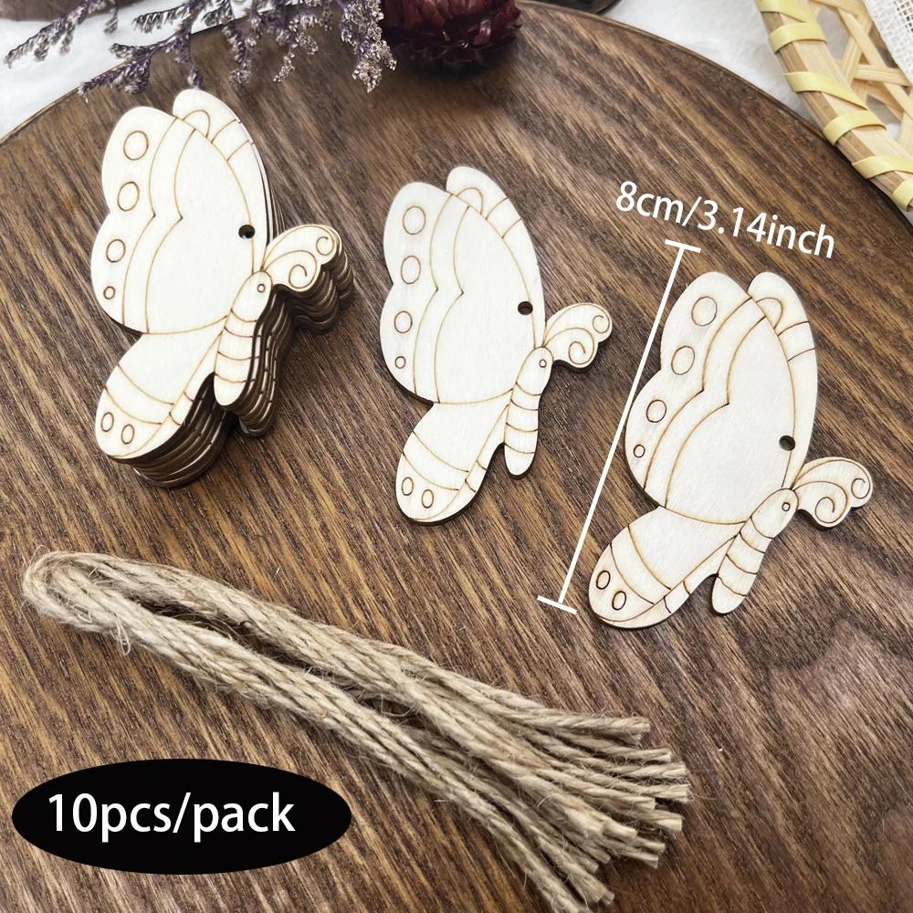 Forma De Borboleta De Madeira Oca Para DIY, Recortes, Artesanato De Madeira, Casamento E Decoração De Casa, 10PCs - Image 1