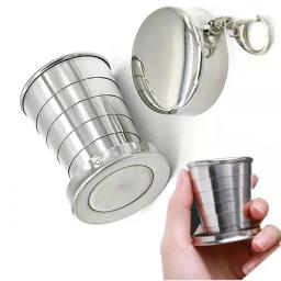 Copo Dobrável De Aço Inoxidável, Panelas De Acampamento, Xícaras Retráteis, Utensílios de acampamento, Louça Dobrada, 75 ml, 150 ml, 250ml - Image 1