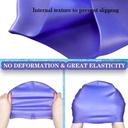 Tampão de natação profissional de silicone para homens e mulheres, proteção capilar, tampa de banho antiderrapante, borracha elástica alta, chapéu de piscina durável - Image 6