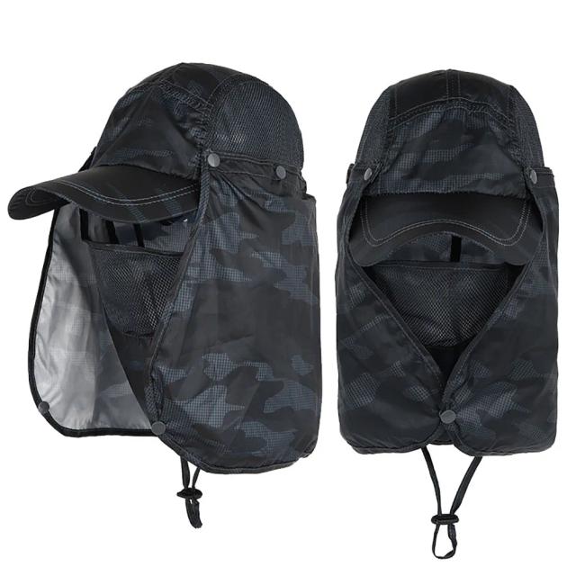 Chapéu de Sol com Proteção UV Destacável, Secagem Rápida e Cobertura para Rosto e Pescoço UPF 50+ para Pesca e Verão