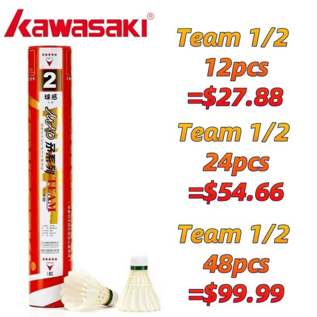 Torneio de Peteca Kawasaki com Pena do Ganso Branco - Bolas de Badminton Profissionais Duráveis e Rápidas, Disponíveis em Velocidades 76, 77 e Pacotes de 12, 24 e 48 Peças