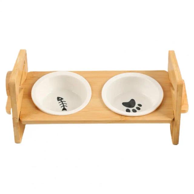 Potes Elevados Ajustáveis para Alimentação de Animais de Estimação com Tigelas para Cachorros e Gatos