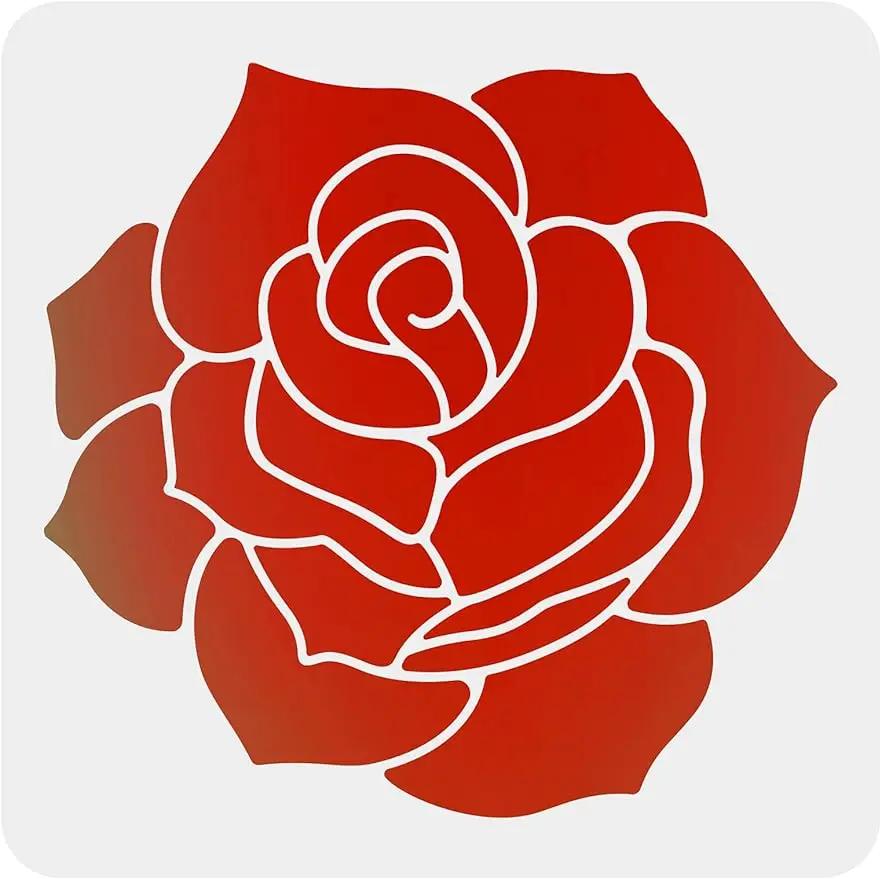 Quadrado Rose Flower Stencil, Arte e Artesanato Stencil, DIY Pintura em Madeira, Branco, 12 "x 12" - Image 1