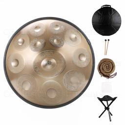 Golden Handpan Drum with Steel Tongue,D Minor, Meditação Yoga Profissional, Instrumentos Musicais, Presente de Percussão, 9,10,12 - Image 2