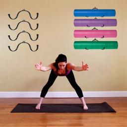 Montagem na parede yoga esteira rolo de espuma & toalheiro suporte para fitness classe casa ginásio - Image 2