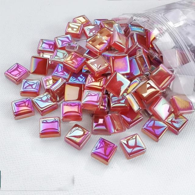 Mosaico de Vidro Quadrado Colorido para Crianças - 100g de Cubos 1x1cm para DIY e Artesanato
