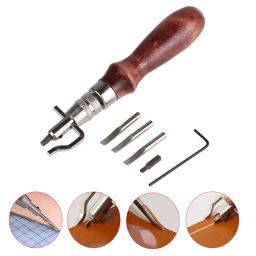 7 em 1 artesanato de couro profissional costura ajustável e entalhe vinco ferramentas de couro diy artesanal aparador multifuncional - Image 3