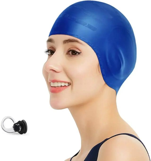 Touca de Natação de Silicone com Capa para Orelhas - Proteção à Prova d'Água e Umidade para Homens e Mulheres