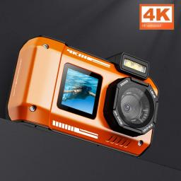 Deronda-Câmera subaquática dupla tela mergulho, 10m natação câmera, câmera selfie impermeável, esportes ao ar livre, 4K HD vídeo ação câmera, D50 - Image 1