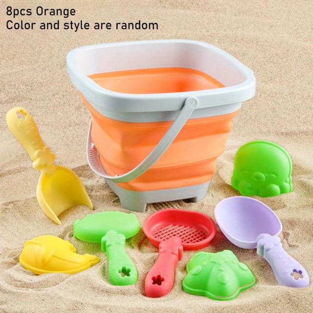 Conjunto de Brinquedos de Praia Infantil - Balde Dobrável e Pá - Diversão ao Ar Livre