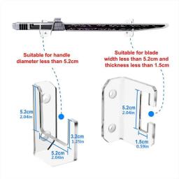 Horizontal espadas Display Hanger, Lightsaber Stand, montagem na parede, acrílico suporte, Clear Rack - Image 2