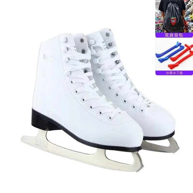 Patins De Gelo De Couro Genuíno, Confortável com Lâmina, Engrossar Crianças PVC Sapatos Quentes, Seguro À Prova D' Água, Iniciantes - Image 1