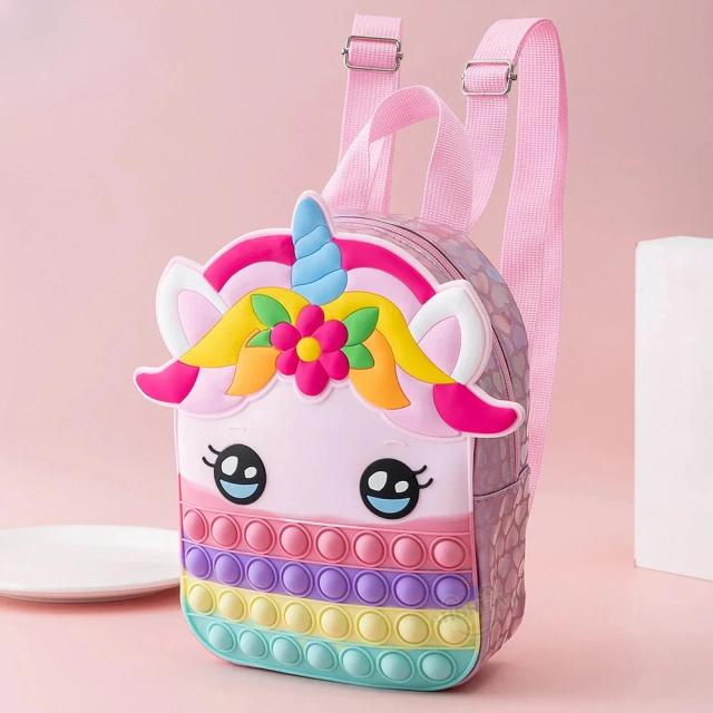 Mochila Escolar Cartoon Pop Bubble para Crianças com Brinquedos Fidget Anti-Stress, Ideal para Jardim de Infância e Presentes Kawaii para Meninas e Meninos