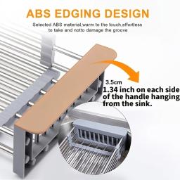 Escorredor De Prato De Aço Inoxidável Ajustável, Sink Drain Rack, Frutas e Vegetais Drain Basket, Cozinha Extensível Secagem Rack, 1Pc - Image 5