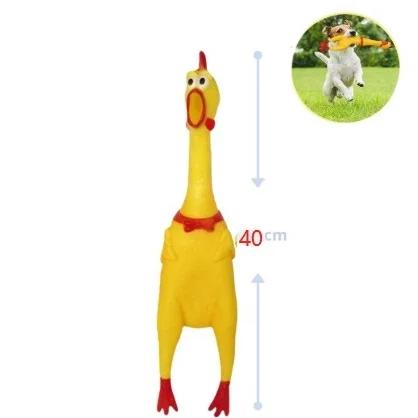 Brinquedo de Borracha em Forma de Frango para Cães e Crianças – Disponível em 16 cm, 31 cm e 39 cm