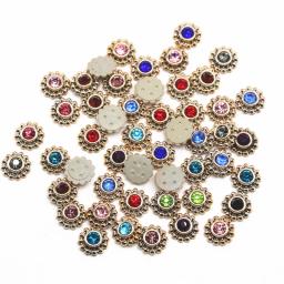Strass brilhantes multicoloridos para artesanato, 50pcs, 14mm, redondo, botões flatback, casa, jardim, cabochão, diy, acessórios diy - Image 2