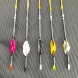 12pçs 30,5 polegadas id4.2mm flecha de carbono puro Spine350-900 com palhetas giratórias de 1,8 polegadas espiral pena arco recurvo caça tiro - Image 4