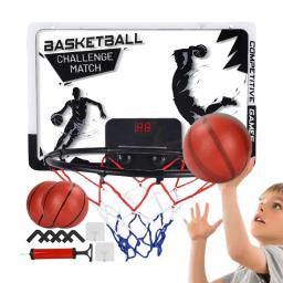Aro de basquete portátil para crianças, eletrônico interno, porta infantil, iluminação LED, montado na parede, encosto à prova de estilhaçar - Image 1