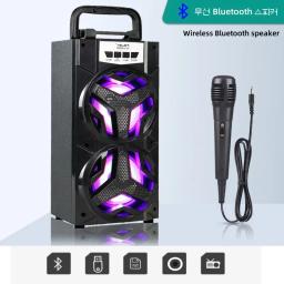 Alto-falante Bluetooth Karaoke ao ar livre portátil, som surround estéreo, Home Theater, sistema de som com microfone, função de rádio FM - Image 1