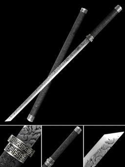 Espadas de batalha de dragão preto chinês lâmina de aço manganês real artesanal tamanho completo pronto para treinamento arma kongfu catana - Image 1