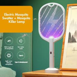 3 em 1 mata-mosquitos elétrico lâmpada assassina de insetos mata-insetos 3000v tipo-c recarregável assassino de mosquitos assassino de moscas - Image 1