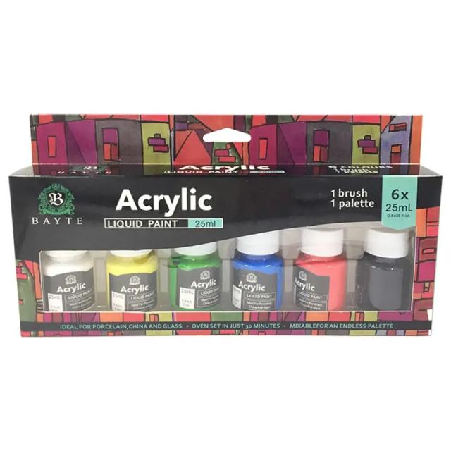 Pintura Acrílica Premium: Conjunto com 6 Cores Vibrantes para Tela, Pedra e Tecido