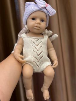 Boneca bebê reborn de silicone loulou, olhos abertos de 33cm, pode abrir a boca, pele pintada em 3d, presente colecionável para lembrança de crianças - Image 4