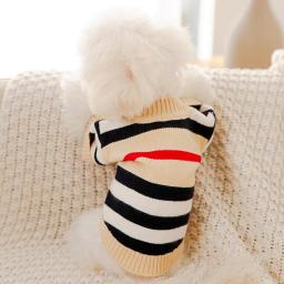 Cardigan de malha listrada para animais, roupas de cachorro, cachorro e gatinho, casaco chihuahua, suéter quente, roupas macias, moda para cães e gatos, inverno - Image 4