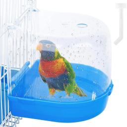 Pendurado Cubo De Banho Do Pássaro, Banheira De Papagaios, Caixa De Chuveiro, Acessório De Gaiola para Little Bird Canary Budgerigar Lovebird - Image 3
