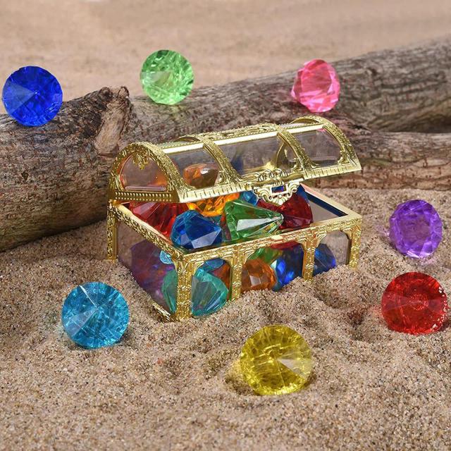 Conjunto de Diamantes de Mergulho com Baú Pirata para Piscina - Diversão Subaquática Garantida
